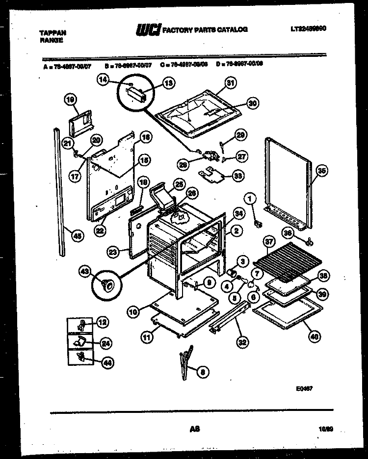 LOWER BODY PARTS Diagram and Parts List for 76-4967-00-07  Tappan Microwave Oven Combo