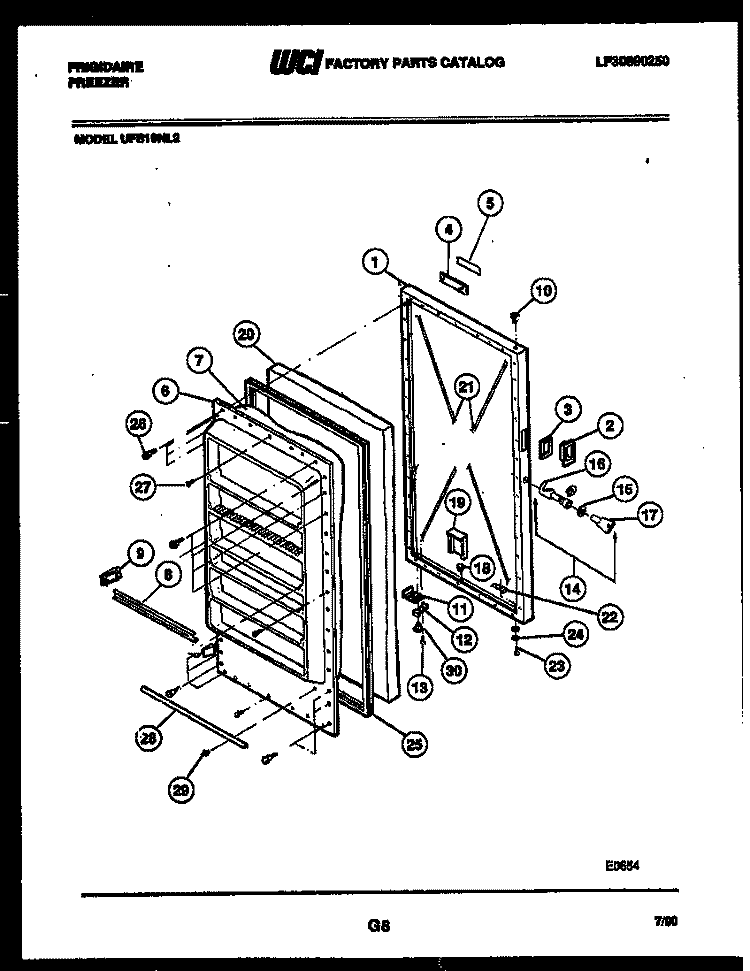 DOOR PARTS Diagram and Parts List for UFS19NL2  Frigidaire Freezer