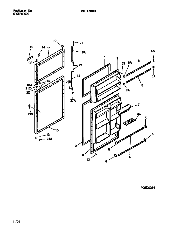 DOOR Diagram and Parts List for GRT17DRBW2  Gibson Refrigerator