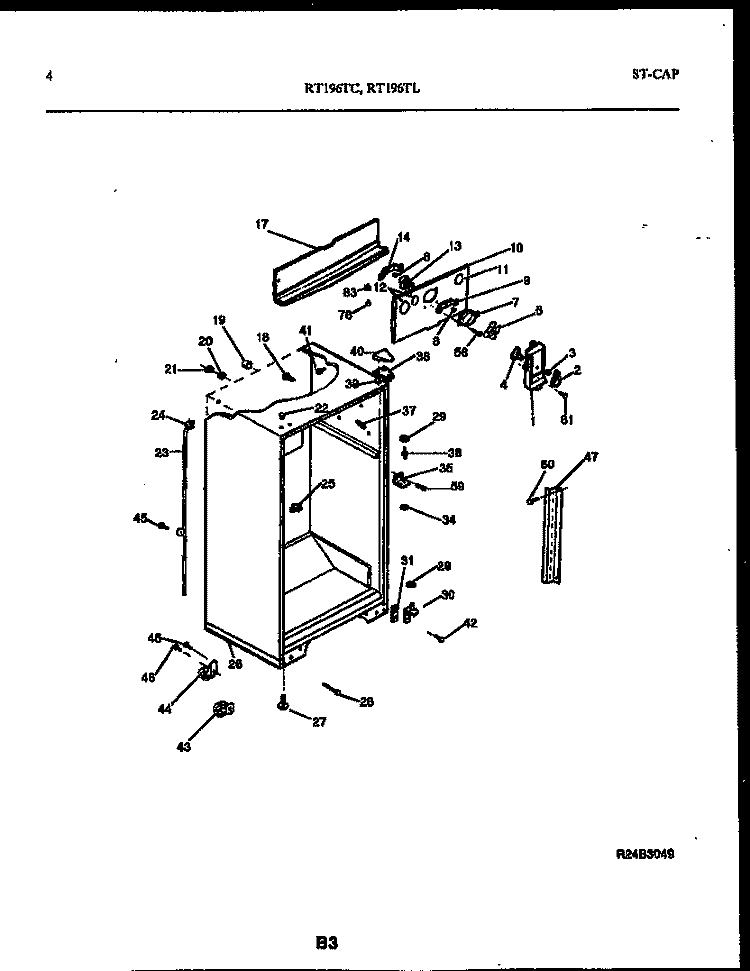 CABINET PARTS Diagram and Parts List for RT196TLD0  Frigidaire Refrigerator