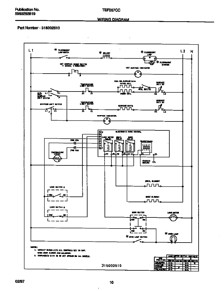 WIRING DIAGRAM Diagram and Parts List for TEF367CCTD  Tappan Range