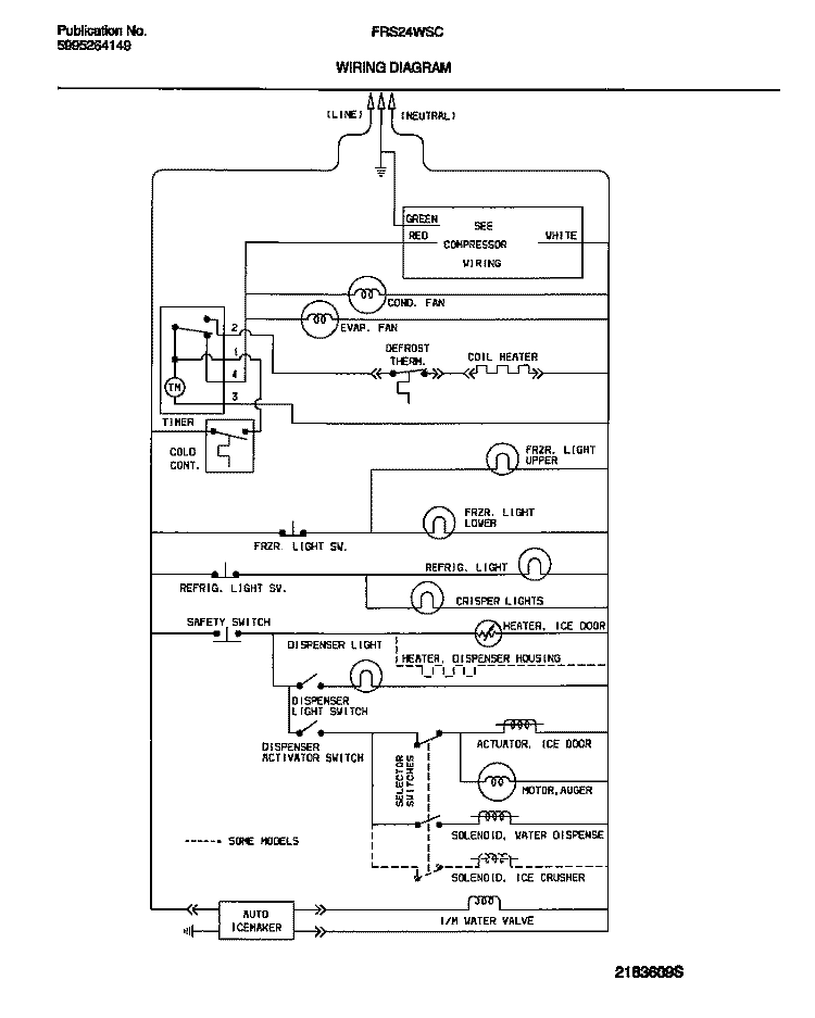 WIRING DIAGRAM Diagram and Parts List for FRS24WSCB0  Frigidaire Refrigerator