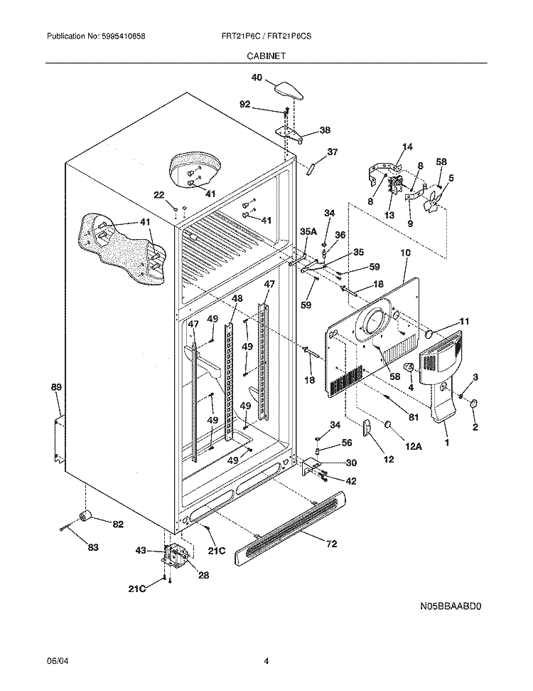 CABINET Diagram and Parts List for FRT21P6CQ3  Frigidaire Refrigerator