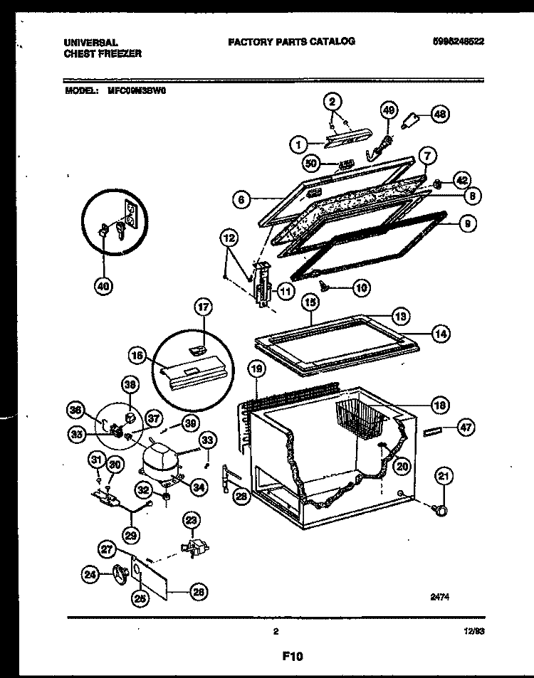 CHEST FREEZER PARTS Diagram and Parts List for MFC09M3BW0  Frigidaire Freezer
