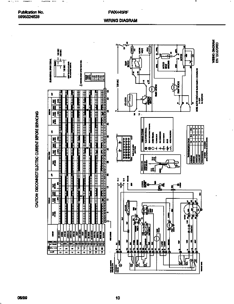 131670900 WIRING DIAGRAM Diagram and Parts List for FWX445RFT4  Frigidaire Washer