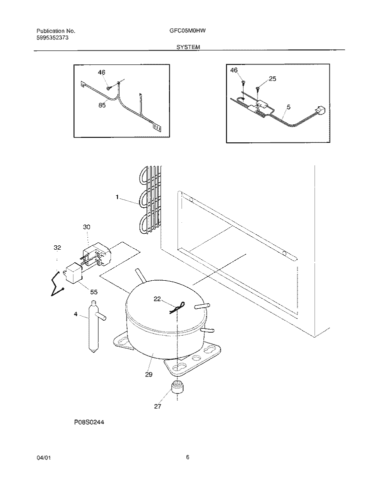 SYSTEM Diagram and Parts List for GFC05M0HW2  Gibson Freezer