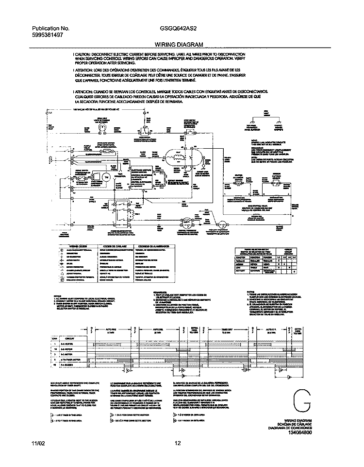 WIRING DIAGRAM Diagram and Parts List for GSGQ642AS2  Frigidaire Dryer
