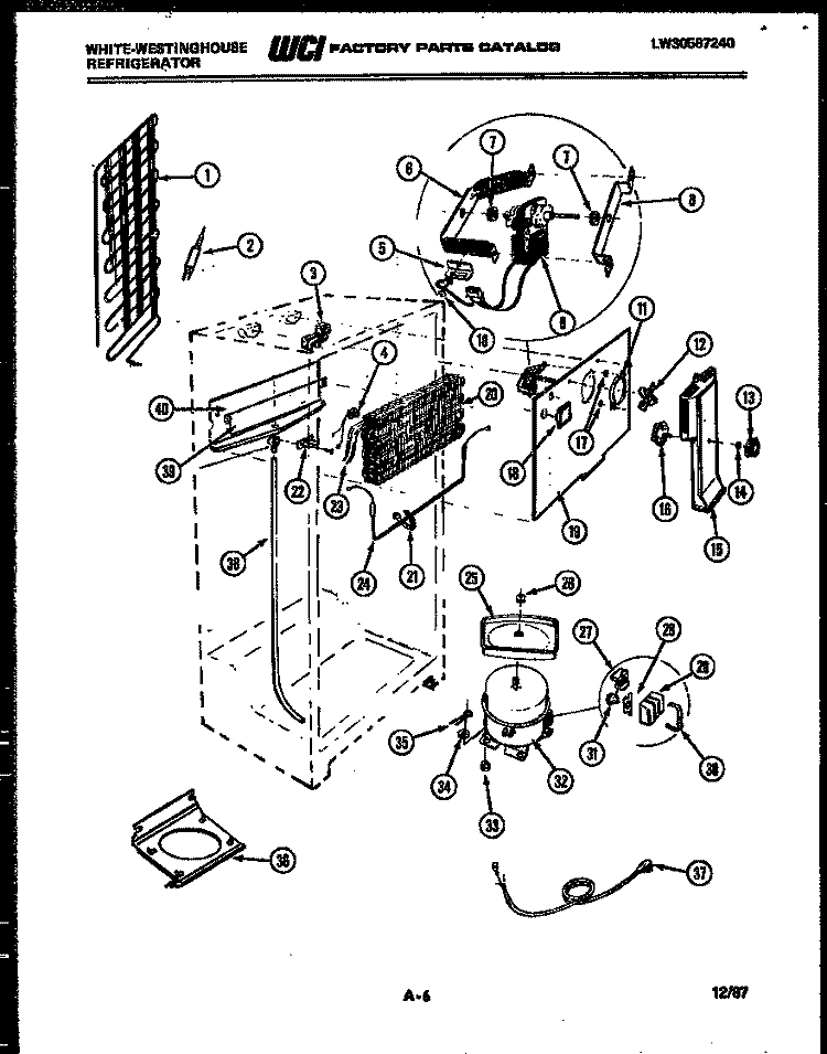 SYSTEM AND AUTOMATIC DEFROST PARTS Diagram and Parts List for RT192GCDA  Frigidaire Refrigerator