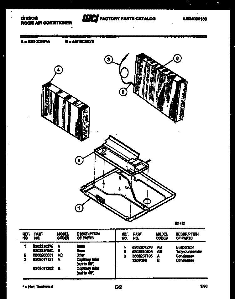 UNIT PARTS Diagram and Parts List for AM10C6EYB  Gibson Air Conditioner