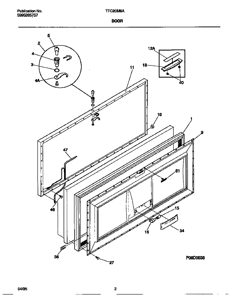 DOOR Diagram and Parts List for TFC20M6AW3  Tappan Freezer