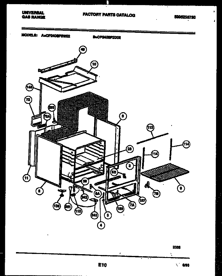 BODY PARTS Diagram and Parts List for CP240SP2L02  Frigidaire Range