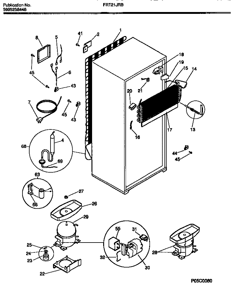 COOLING SYSTEM Diagram and Parts List for FRT21JRBD0  Frigidaire Refrigerator