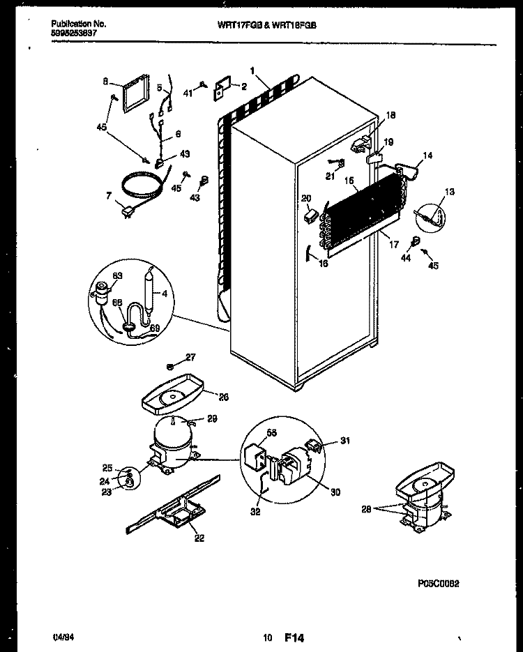 SYSTEM AND AUTOMATIC DEFROST PARTS Diagram and Parts List for WRT18FGBW0  Frigidaire Refrigerator