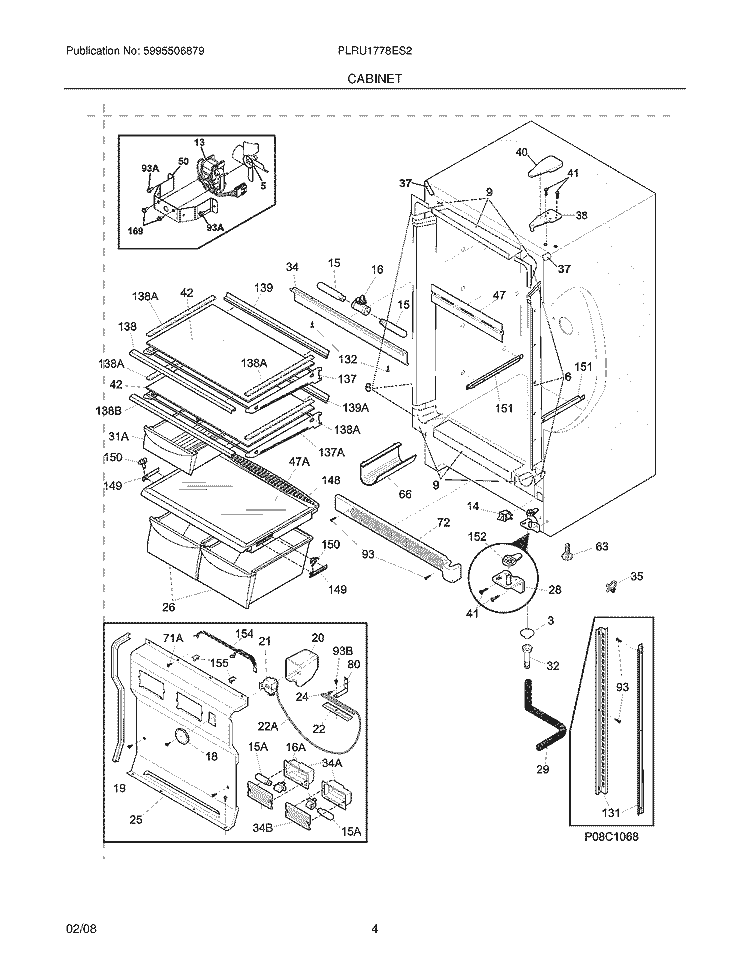 CABINET Diagram and Parts List for PLRU1778ES2  Frigidaire Refrigerator