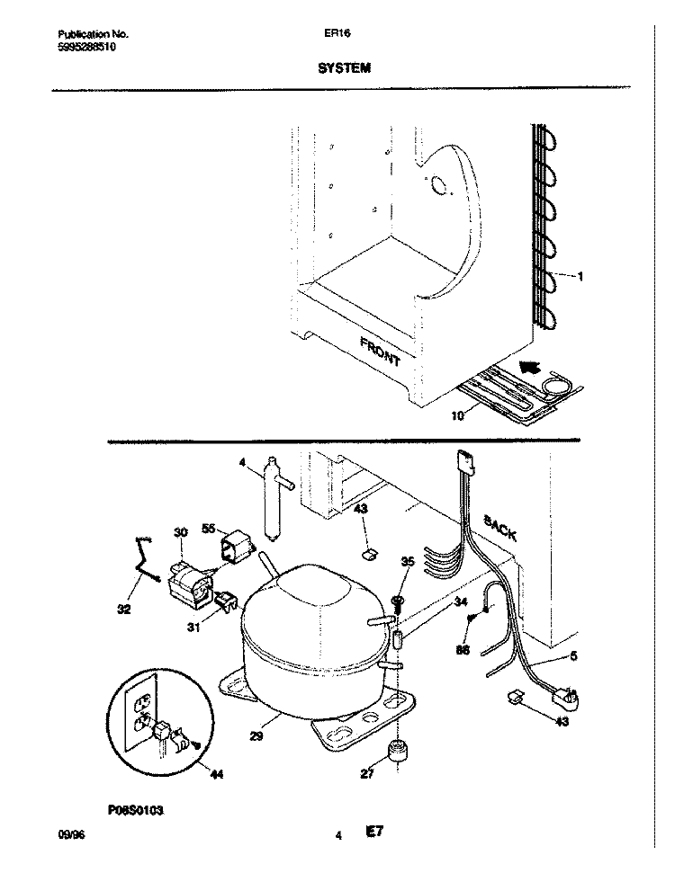 SYSTEM Diagram and Parts List for ER163  Frigidaire Freezer