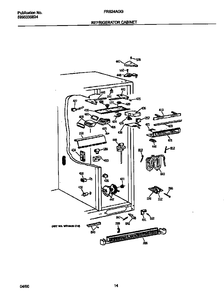 REFRIGERATOR CABINET Diagram and Parts List for FRS24AGGB6  Frigidaire Refrigerator