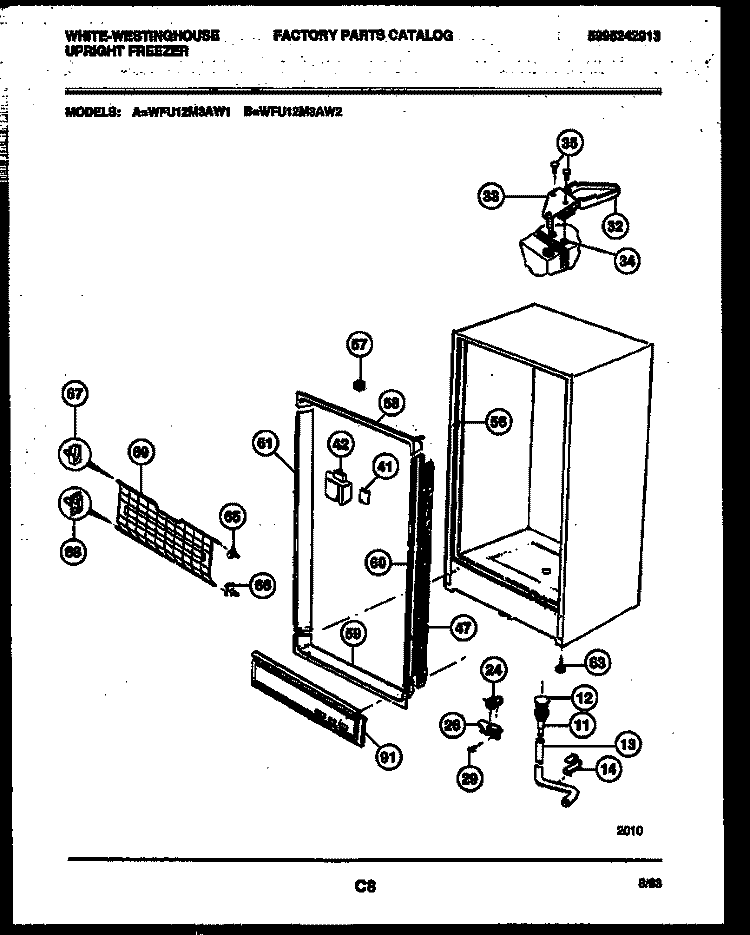 CABINET PARTS Diagram and Parts List for WFU12M3AW2  Frigidaire Freezer