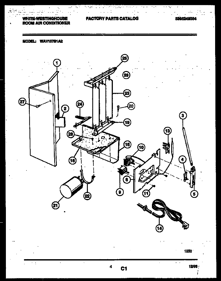ELECTRICAL PARTS Diagram and Parts List for WAV157S1A2  Frigidaire Air Conditioner