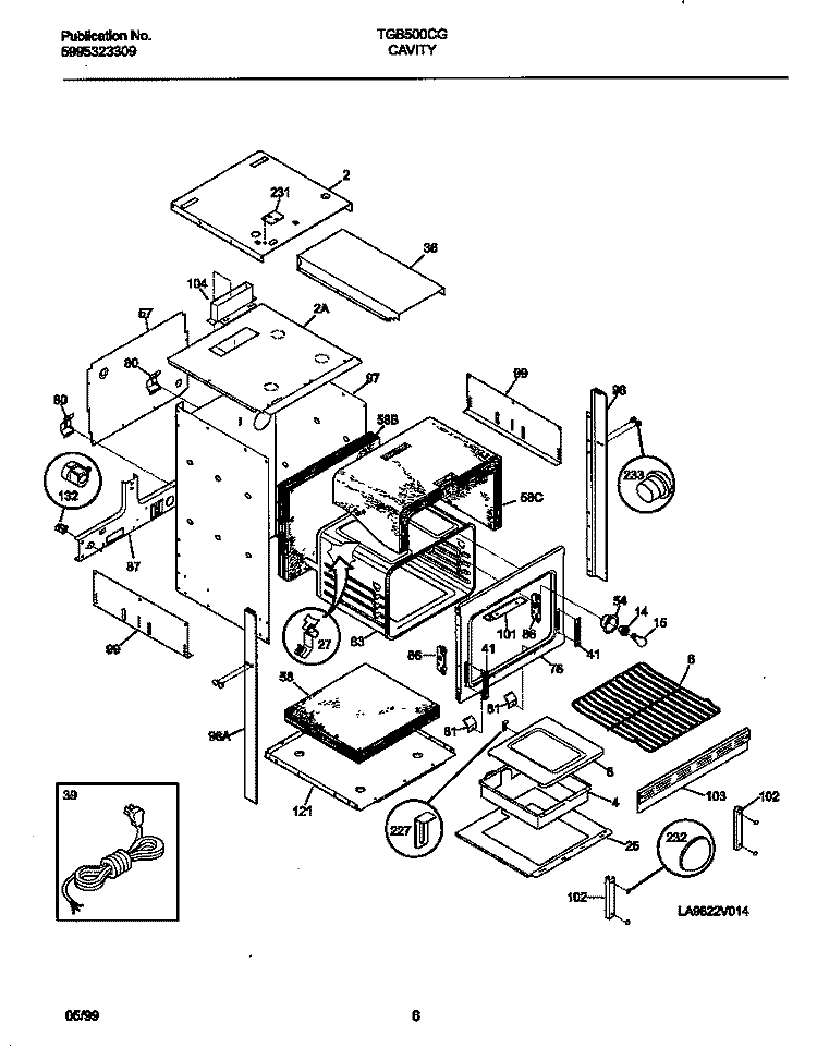 BODY / DRAWER Diagram and Parts List for TGB500CGB2  Tappan Wall Oven