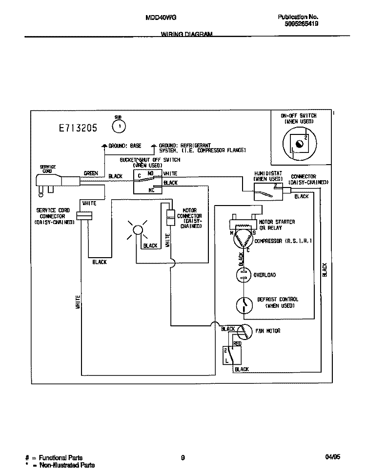 WIRING DIAGRAM Diagram and Parts List for MDD50WG1  Gibson Dehumidifier