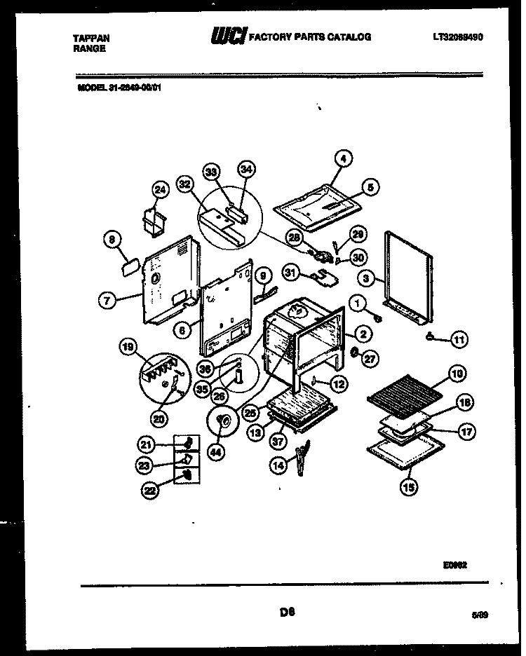 BODY PARTS Diagram and Parts List for 31-2649-00-01  Tappan Range