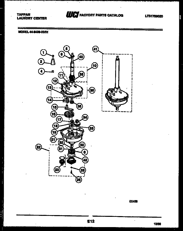 TRANSMISSION PARTS Diagram and Parts List for 44-2409-23-01  Tappan Washer