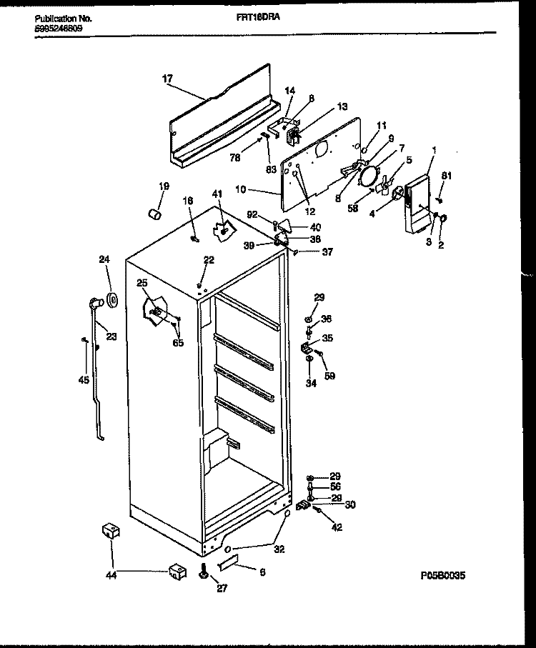 CABINET PARTS Diagram and Parts List for FRT18DRAW0  Frigidaire Refrigerator