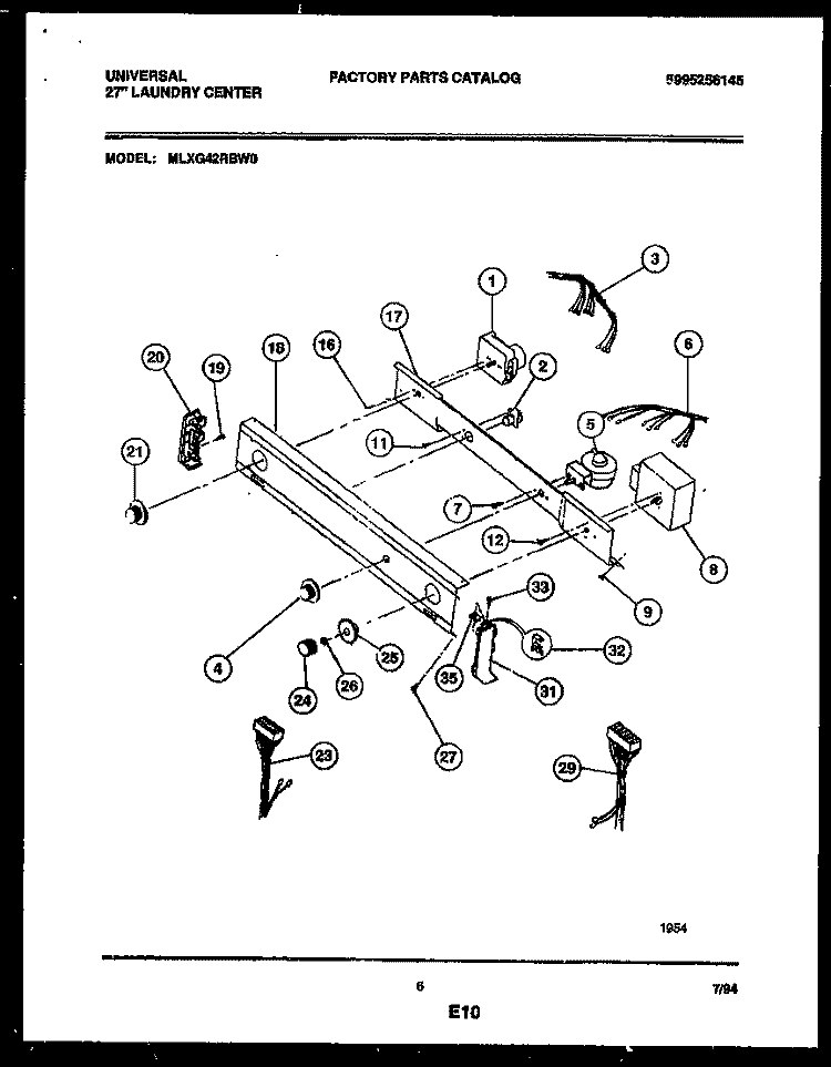 CONSOLE AND CONTROL PARTS Diagram and Parts List for MLXG42RBW0  Tappan Washer Dryer Combo