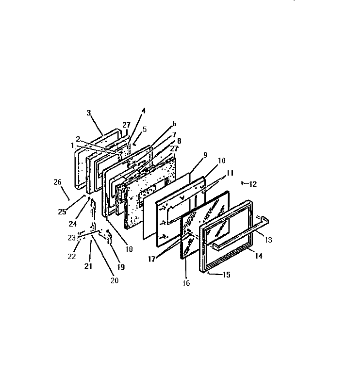 DOOR Diagram and Parts List for RE34BAH2  Frigidaire Range