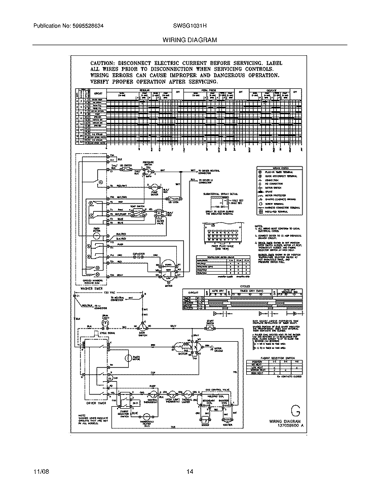 WIRING DIAGRAM Diagram and Parts List for SWSG1031HQ2  Westinghouse Washer Dryer Combo