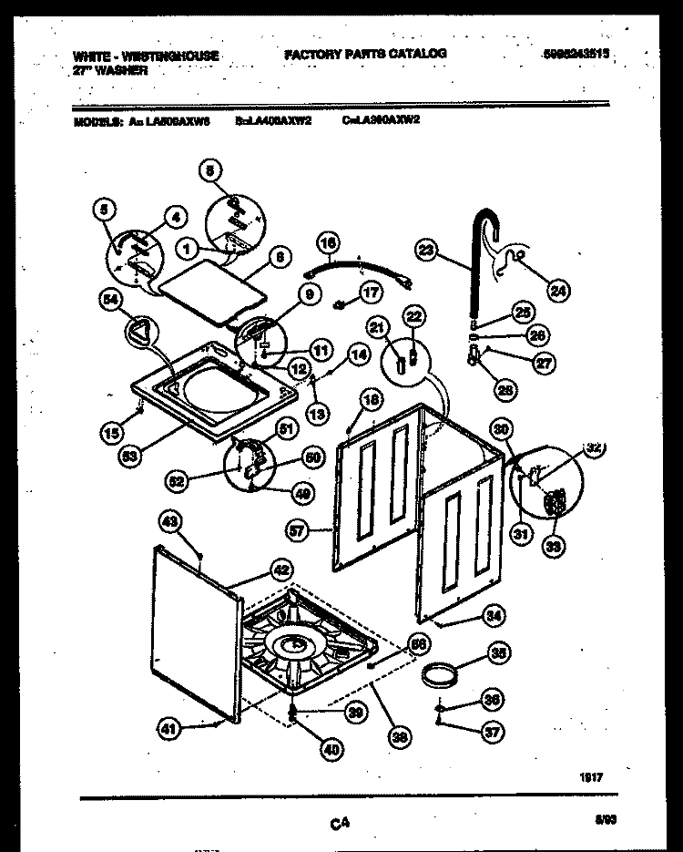 CABINET PARTS Diagram and Parts List for LA300AXW2  Frigidaire Washer