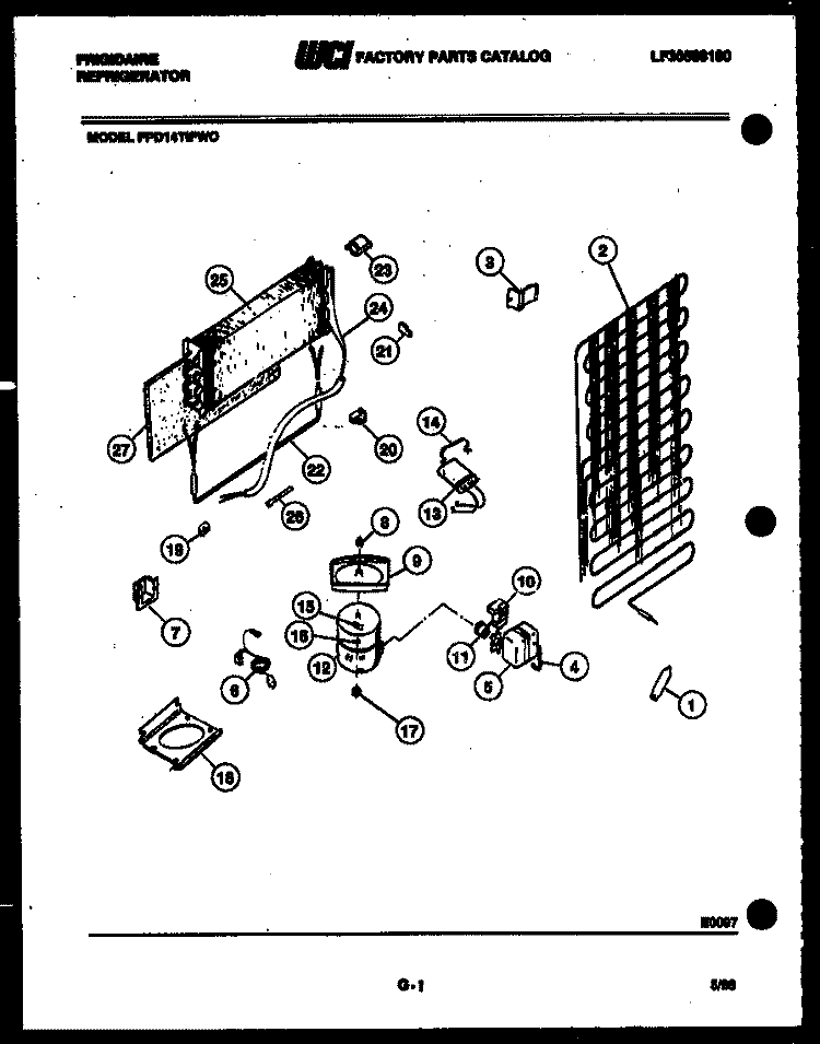 SYSTEM AND AUTOMATIC DEFROST PARTS Diagram and Parts List for FPD14TIFA0  Frigidaire Refrigerator