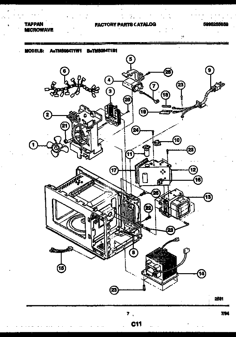 POWER CONTROL Diagram and Parts List for TMS084T1W1  Tappan Microwave