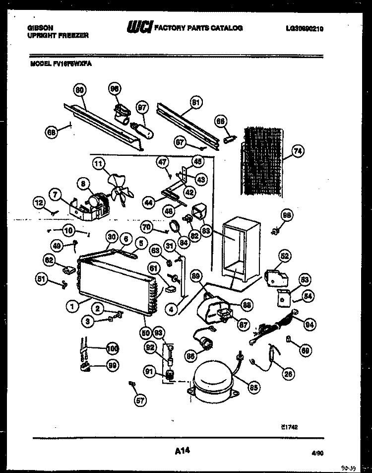 SYSTEM AND AUTOMATIC DEFROST PARTS Diagram and Parts List for FV16F5WXFA  Gibson Freezer