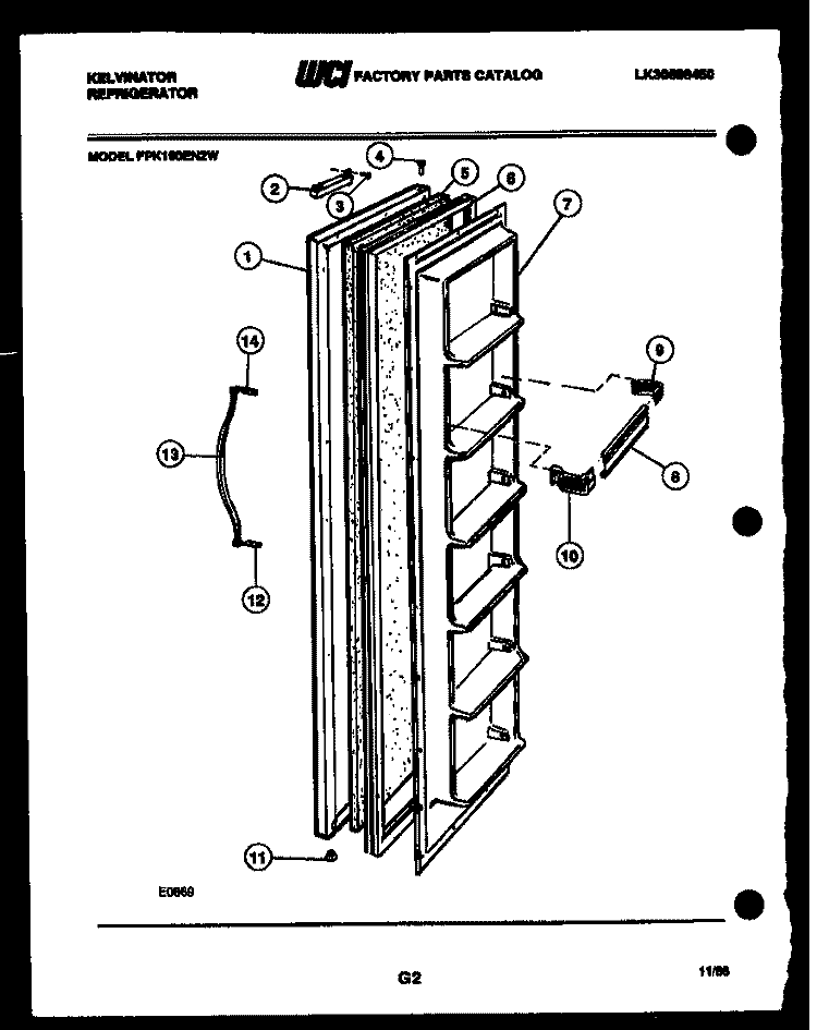 FREEZER DOOR PARTS Diagram and Parts List for FPK190EN2W  Kelvinator Refrigerator