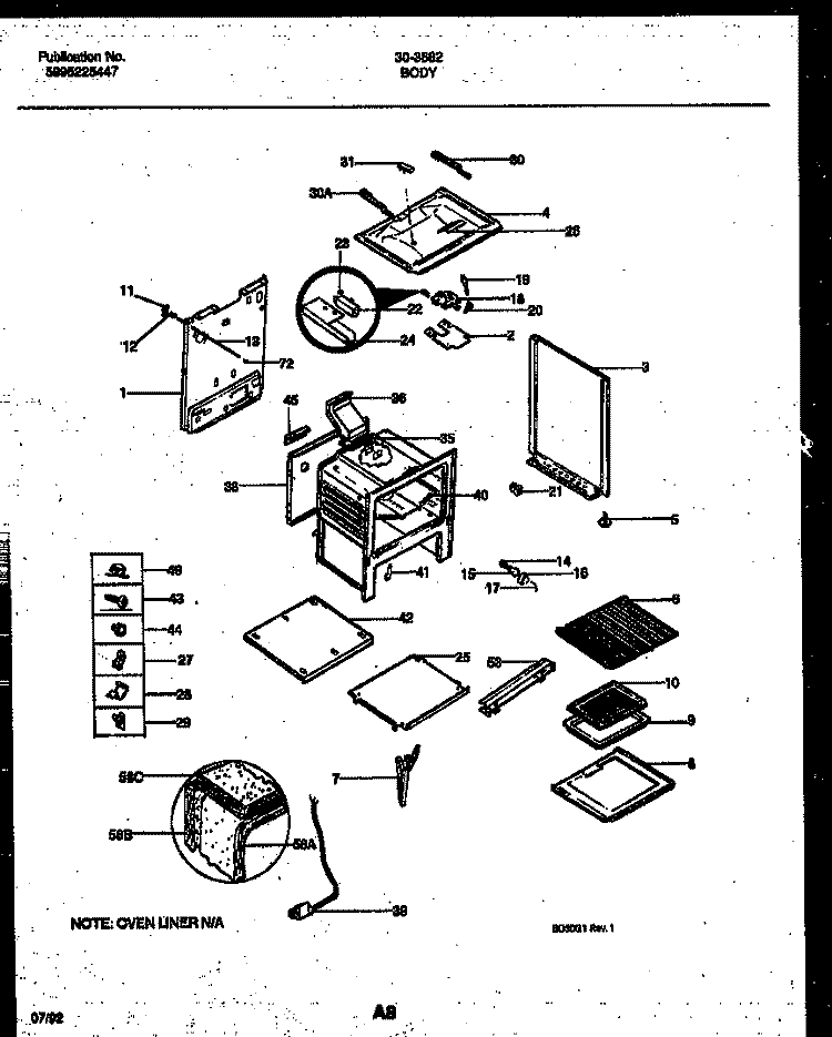 BODY PARTS Diagram and Parts List for 30-3882-23-01  Tappan Range