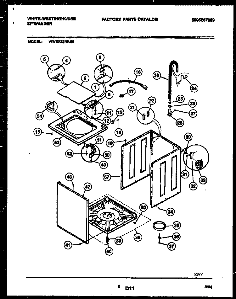 CABINET PARTS Diagram and Parts List for WWX233RBS0  Frigidaire Washer