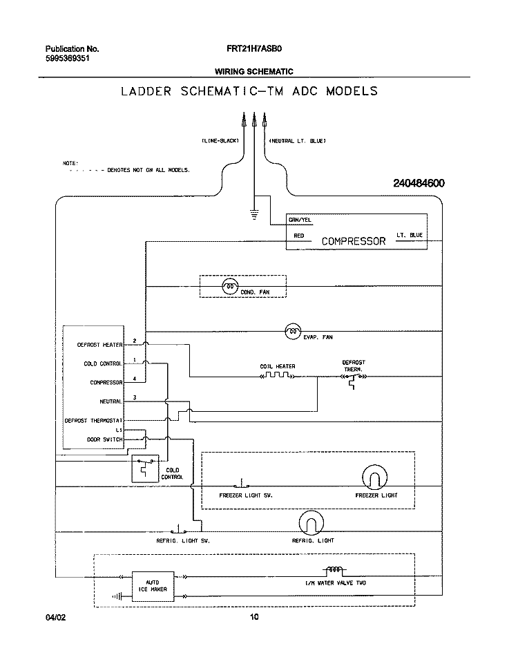 WIRING SCHEMATIC Diagram and Parts List for FRT21H7ASB0  Frigidaire Refrigerator