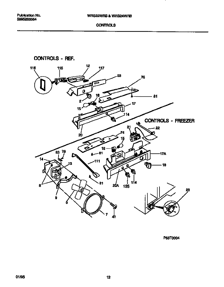 CONTROLS Diagram and Parts List for WRS22WRBW1  Frigidaire Refrigerator