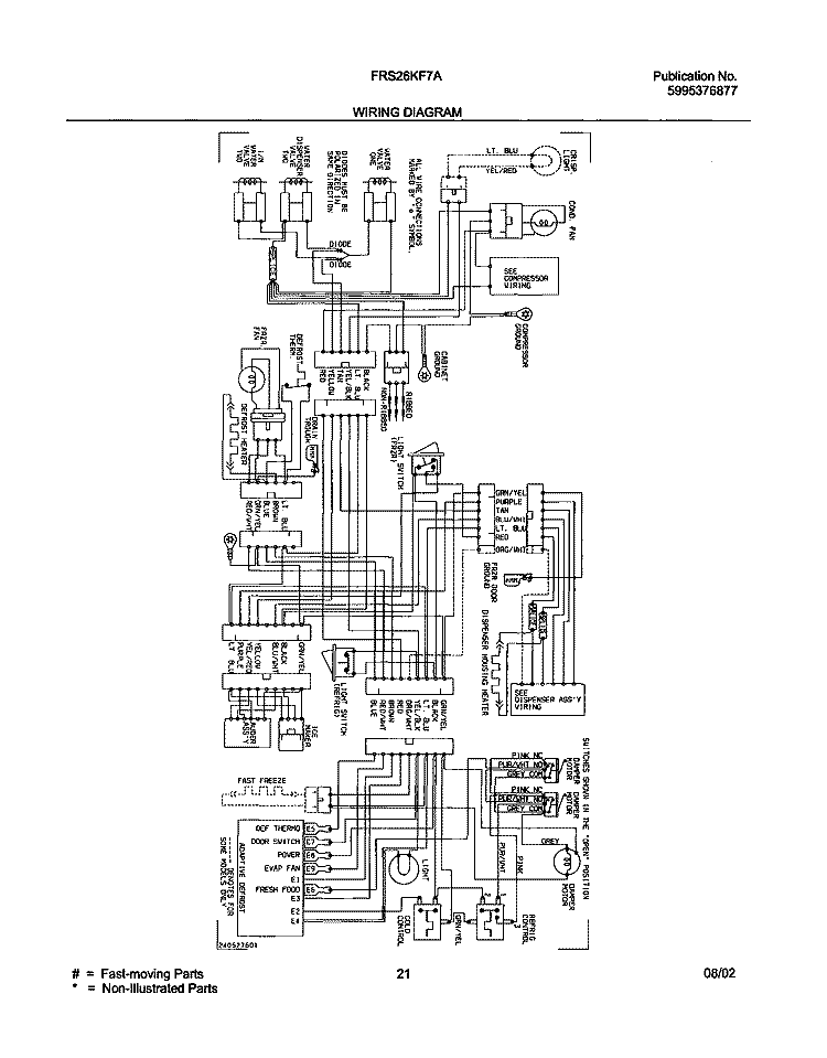 WIRING DIAGRAM Diagram and Parts List for FRS26KF7AB5  Frigidaire Refrigerator