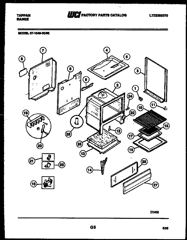 BODY PARTS Diagram and Parts List for 37-1048-66-05  Tappan Range