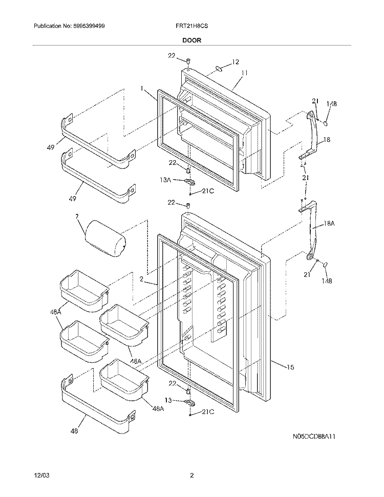 DOOR Diagram and Parts List for FRT21H8CSB1  Frigidaire Refrigerator