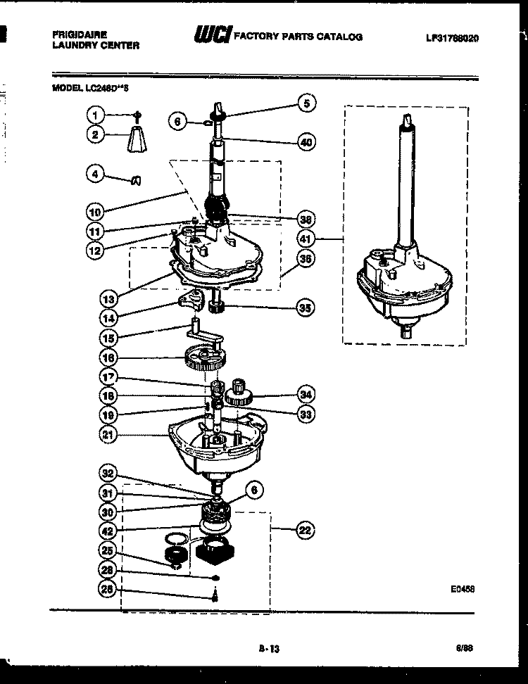TRANSMISSION PARTS Diagram and Parts List for LC248DW5  Frigidaire Washer