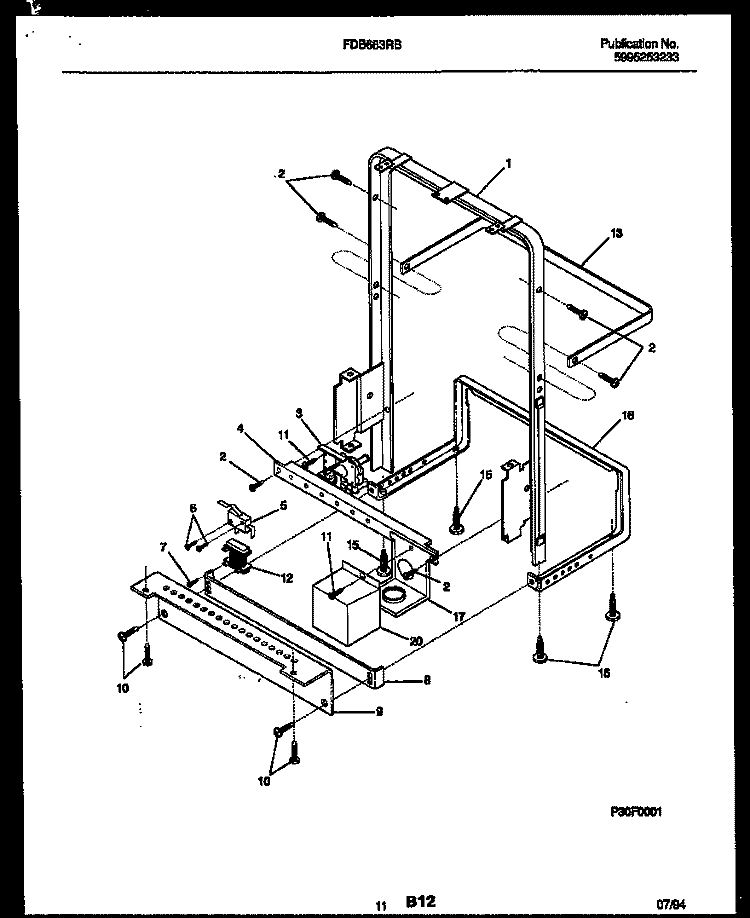 POWER DRY AND MOTOR PARTS Diagram and Parts List for FDB663RBB0  Frigidaire Dishwasher