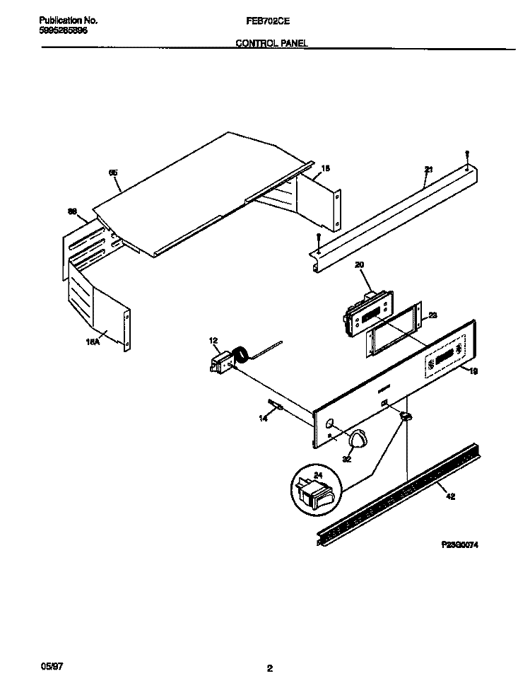 CONTROL PANEL Diagram and Parts List for FEB702CESA  Frigidaire Wall Oven