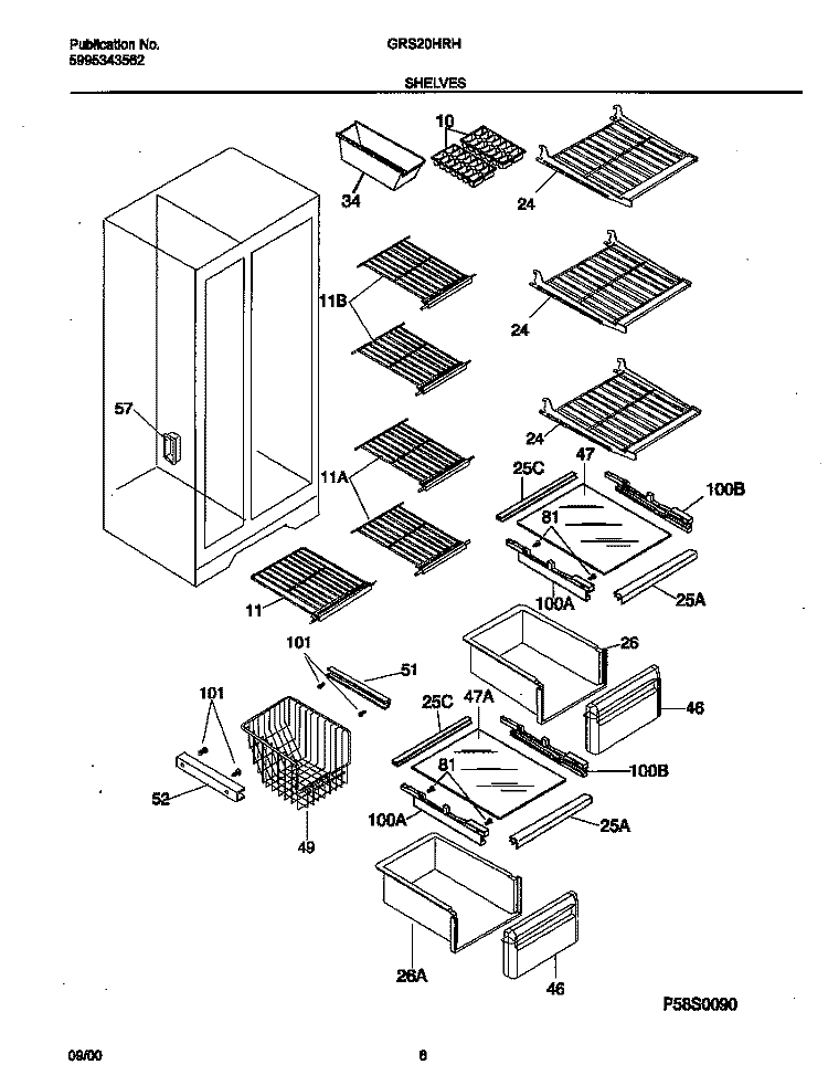 SHELVES Diagram and Parts List for GRS20HRHD4  Gibson Refrigerator