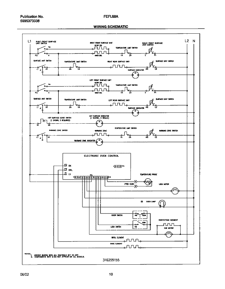WIRING SCHEMATIC Diagram and Parts List for FEFL88ASA  Frigidaire Range
