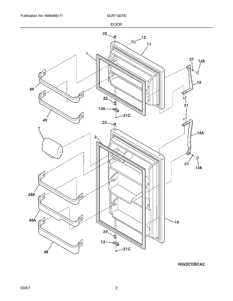 DOORS Diagram and Parts List for GLRT83TESG  Frigidaire Refrigerator