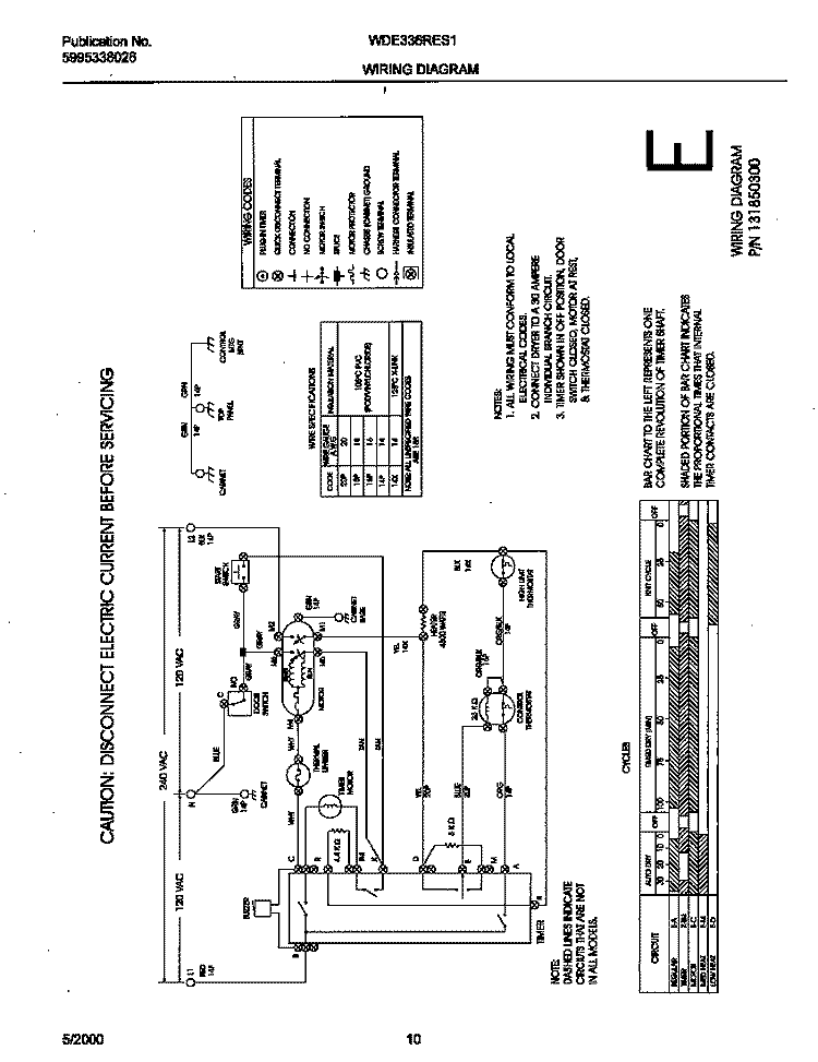 WIRING DIAGRAM Diagram and Parts List for WDE336RES1  Frigidaire Dryer
