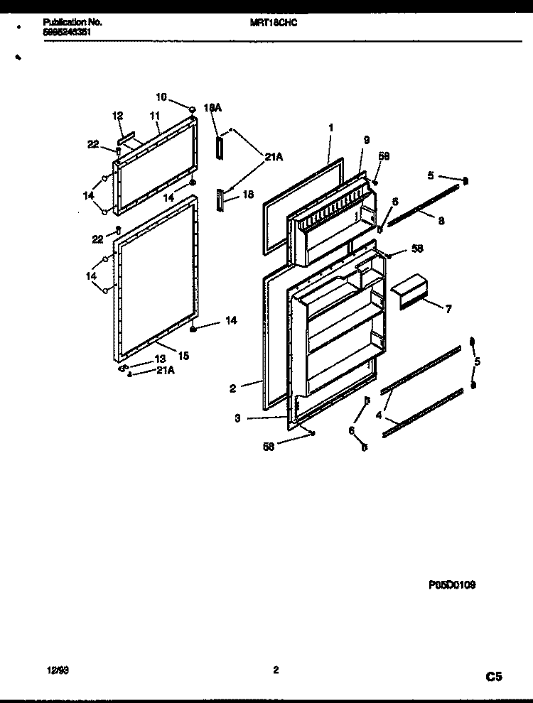 DOOR PARTS Diagram and Parts List for MRT18CHCZ1  Frigidaire Refrigerator